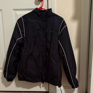 Reebok Men's Black Windbreaker with White Accents